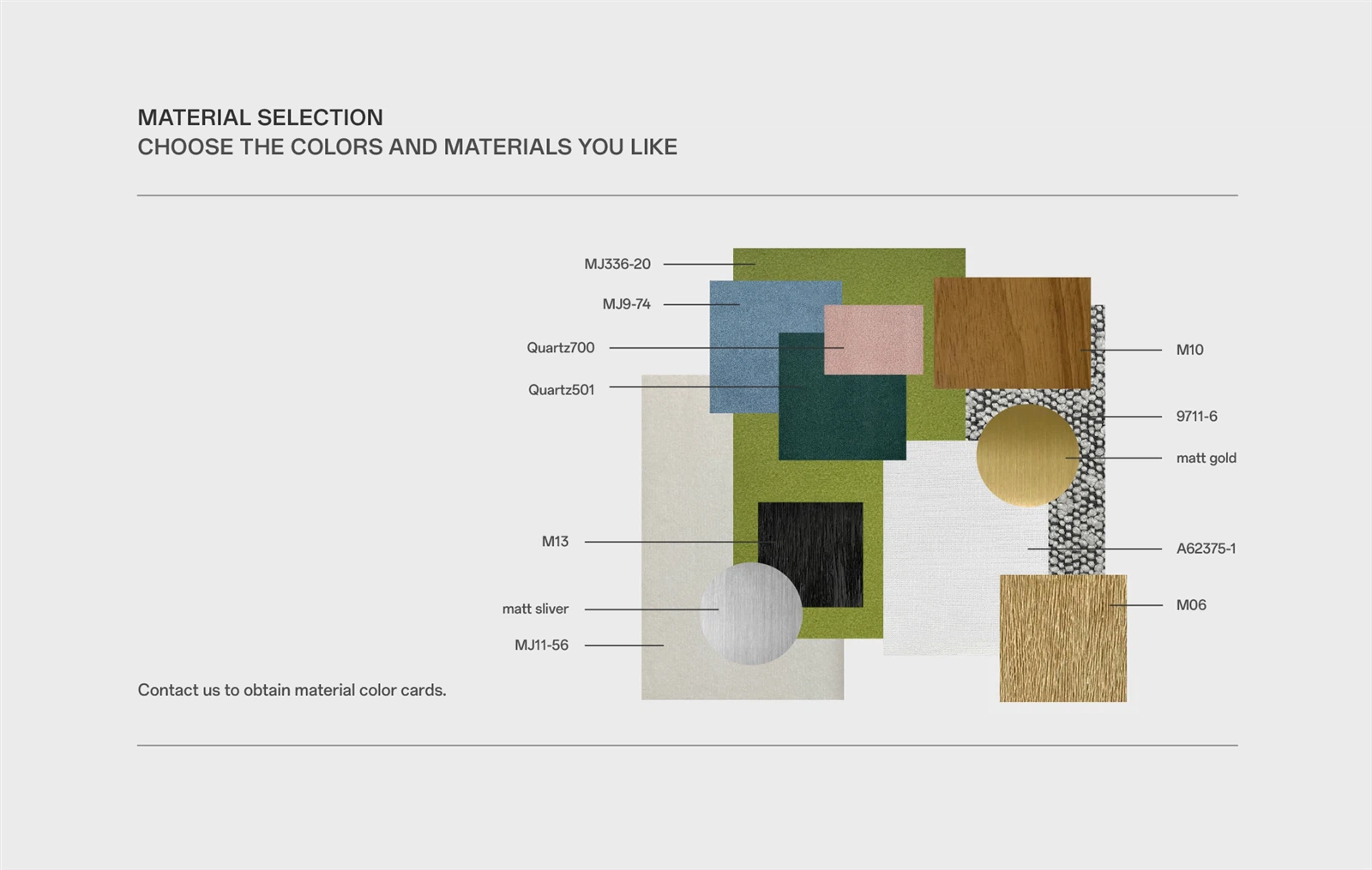 Support customer customization of materials and colors Support customer customization of materials and colors
